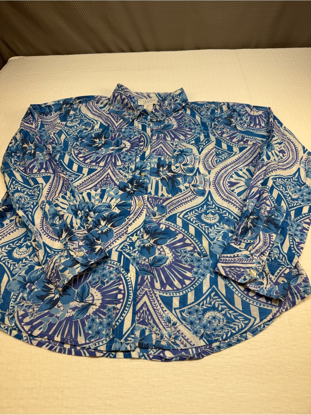 Calypso St. Barth Blue & White Floral Print Shirt